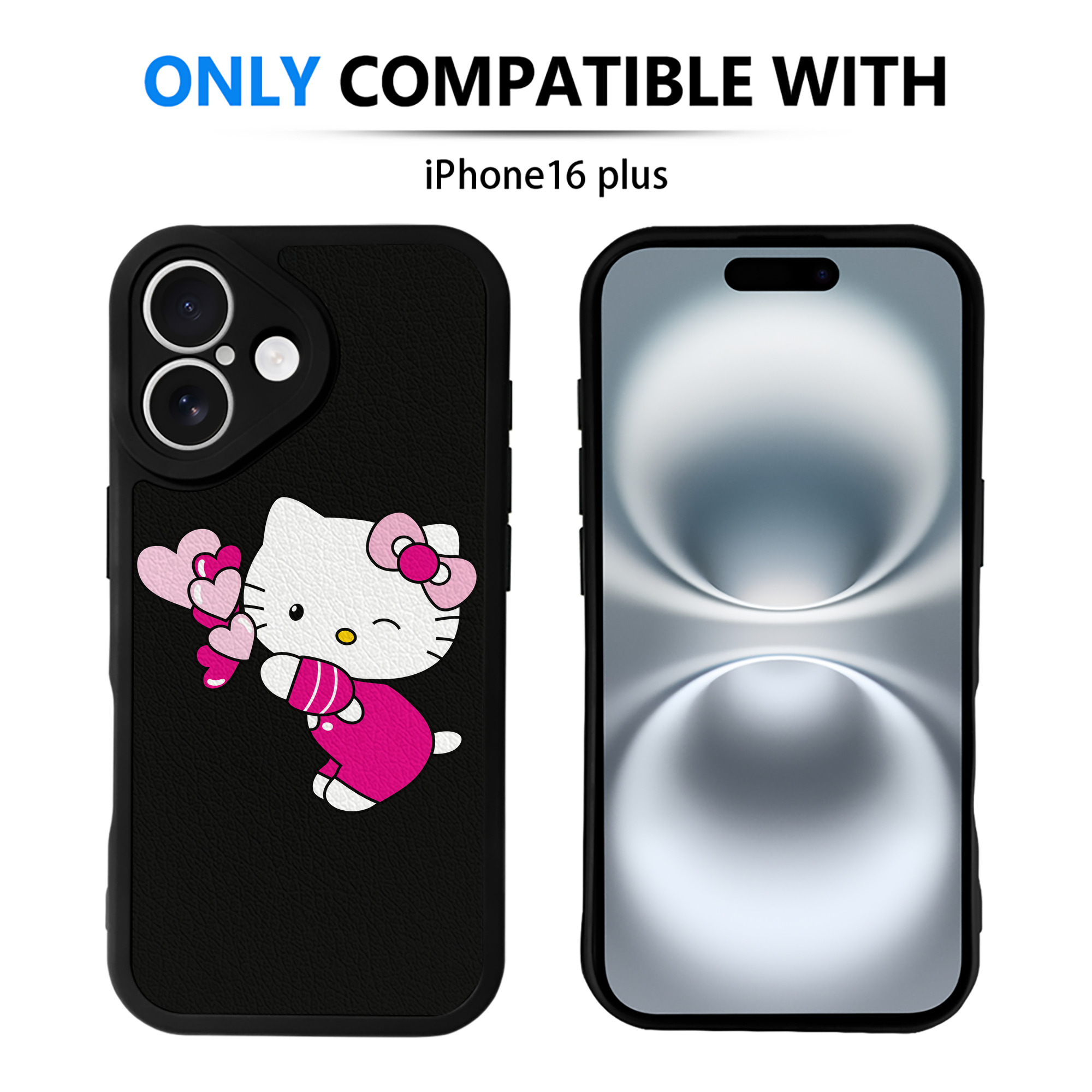 （画像用） Hello Kitty ハローキティ 【iPhone 16シリーズ対応】シリコンスマホケース（レザー調） 材質：シリコン